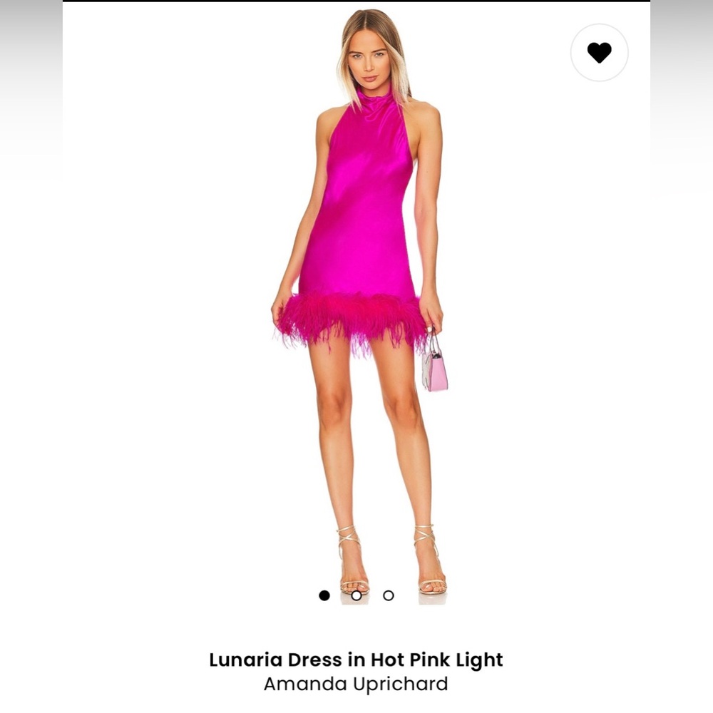 Amanda Uprichard Fuchsia Feather Trim Dress